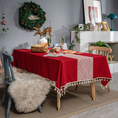 YOUMIKA  -  Diamond Jacquard Tablecloth, Polyester, Red, Green, Grey, Coffee, American Rural and Pastoral Style, Table Cover Decoration