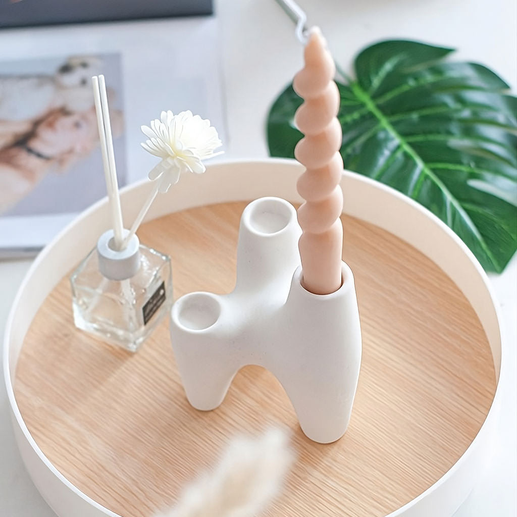 YOUMIKA  -  YOUMIKA  -  Abstract Triple Ceramic Candle Holder