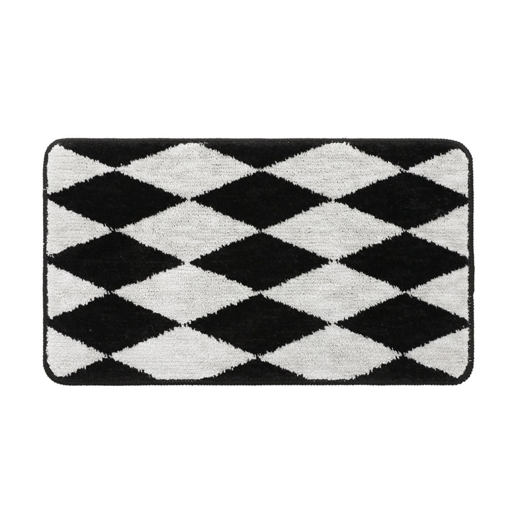 YOUMIKA  -  B&W Argyle Print Accent Rug