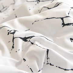 YOUMIKA  - White Stone with Black Veins Bedding Set