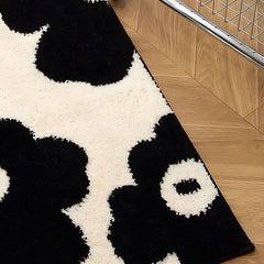 YOUMIKA  -  Black & White Flowers Tufted Rug