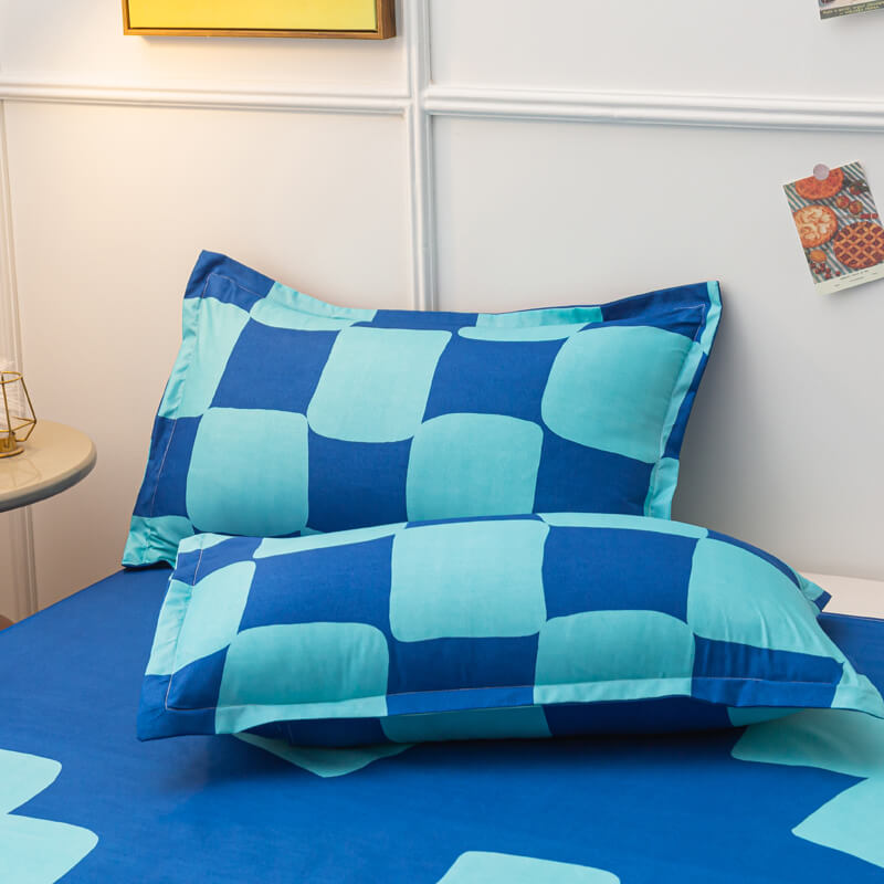 YOUMIKA  - Blue Checker Bedding Set