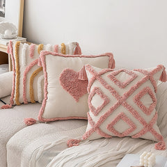 YOUMIKA  -  Blush Ornament Tufted Throw Pillow Cover