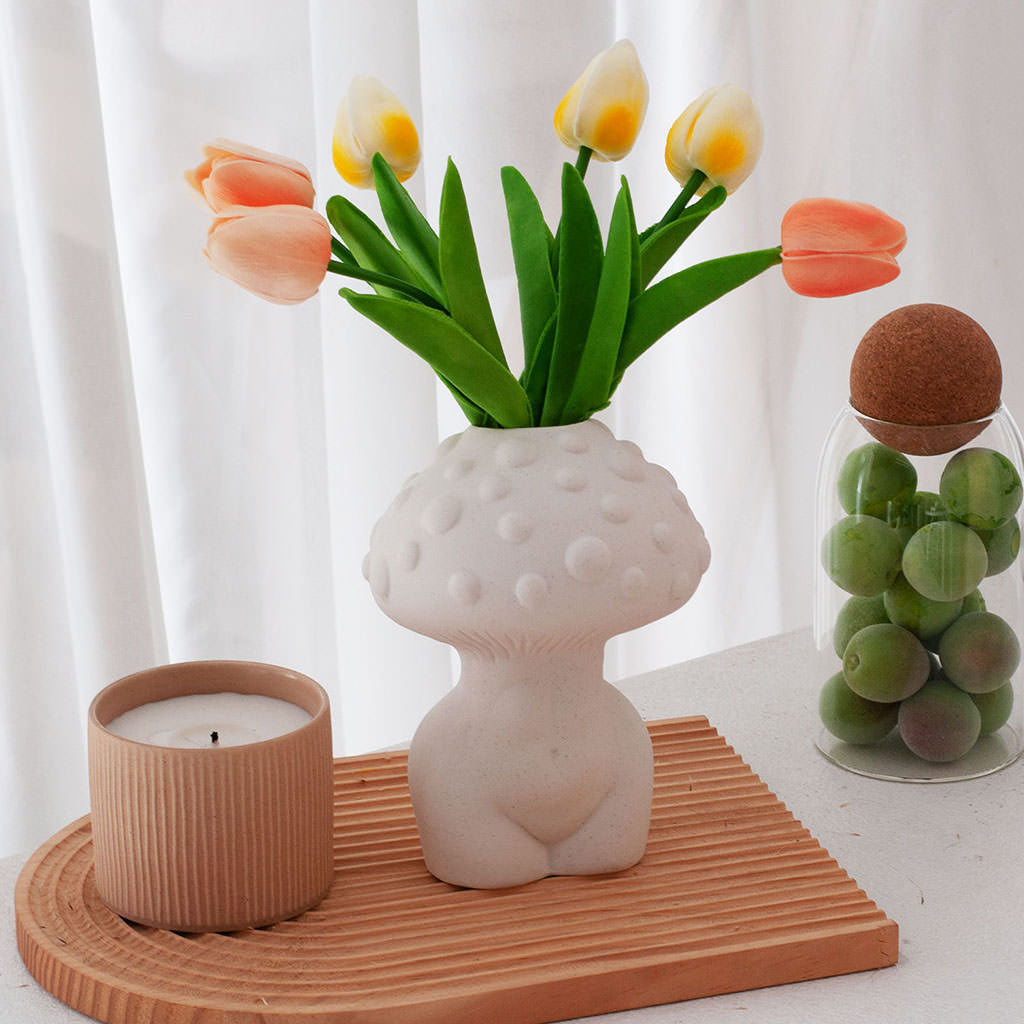 YOUMIKA  -  Body Mushroom White Ceramic Vase