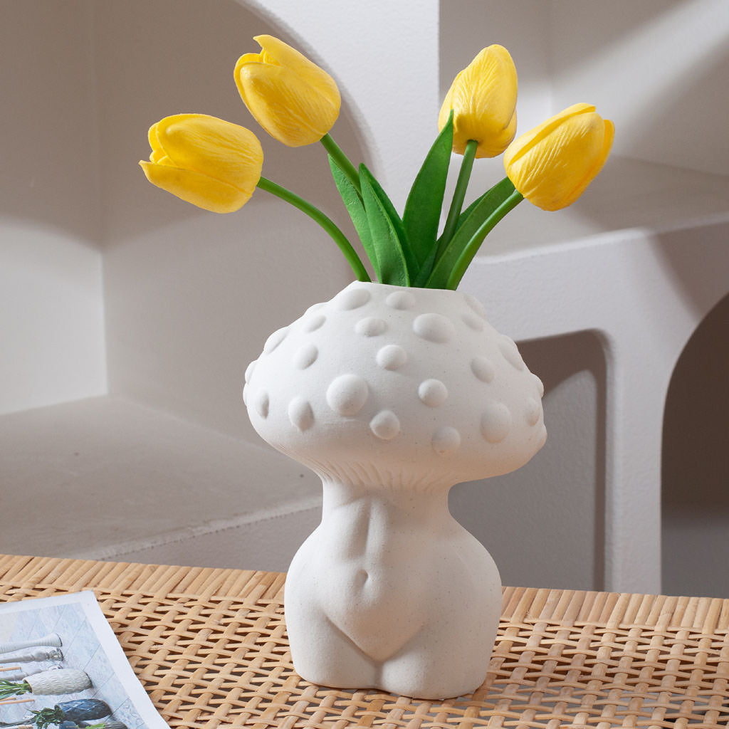 YOUMIKA  -  Body Mushroom White Ceramic Vase