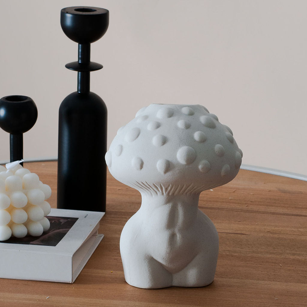 YOUMIKA  -  Body Mushroom White Ceramic Vase