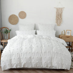 YOUMIKA  - White Pom Pom Bedding Set