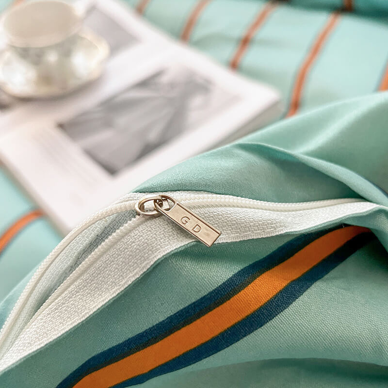 YOUMIKA  - Turquoise Striped Bedding Set