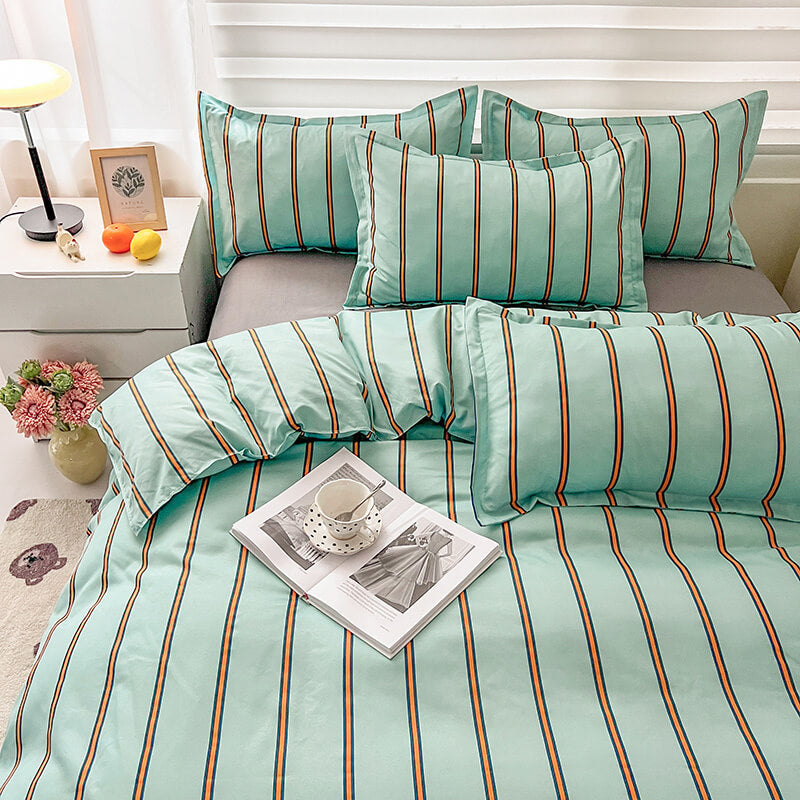 YOUMIKA  - Turquoise Striped Bedding Set