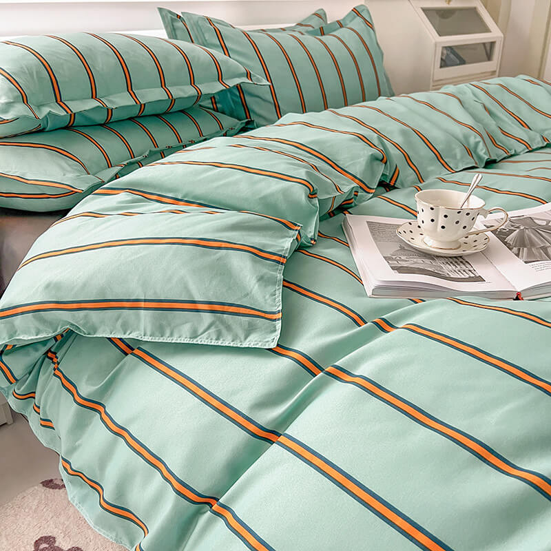 YOUMIKA  - Turquoise Striped Bedding Set