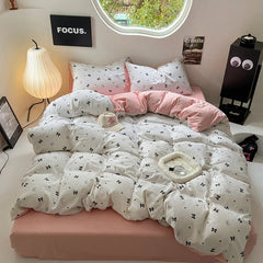 YOUMIKA  - Girly Bows Light Pink Bedding Set