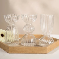 YOUMIKA  -  Fall Aesthetic Clear Striped Glass Vase