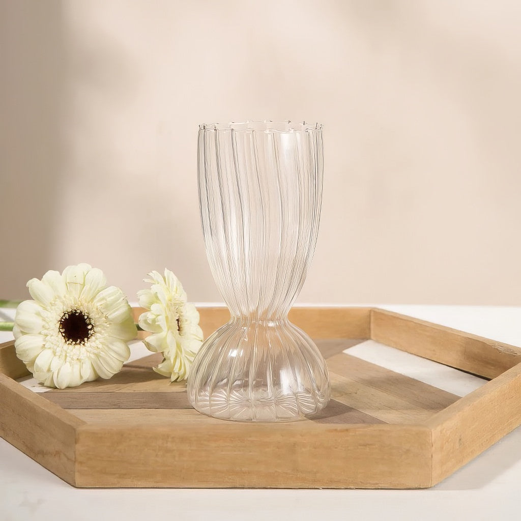 YOUMIKA  -  Fall Aesthetic Clear Striped Glass Vase