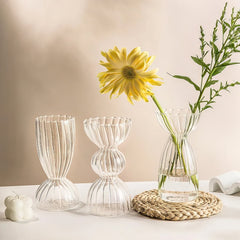 YOUMIKA  -  Fall Aesthetic Clear Striped Glass Vase