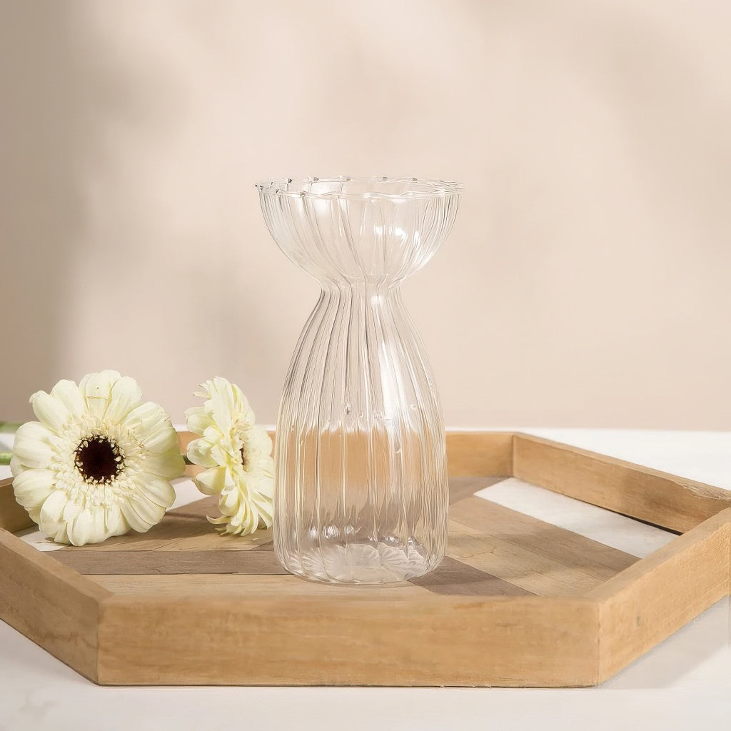 YOUMIKA  -  Fall Aesthetic Clear Striped Glass Vase