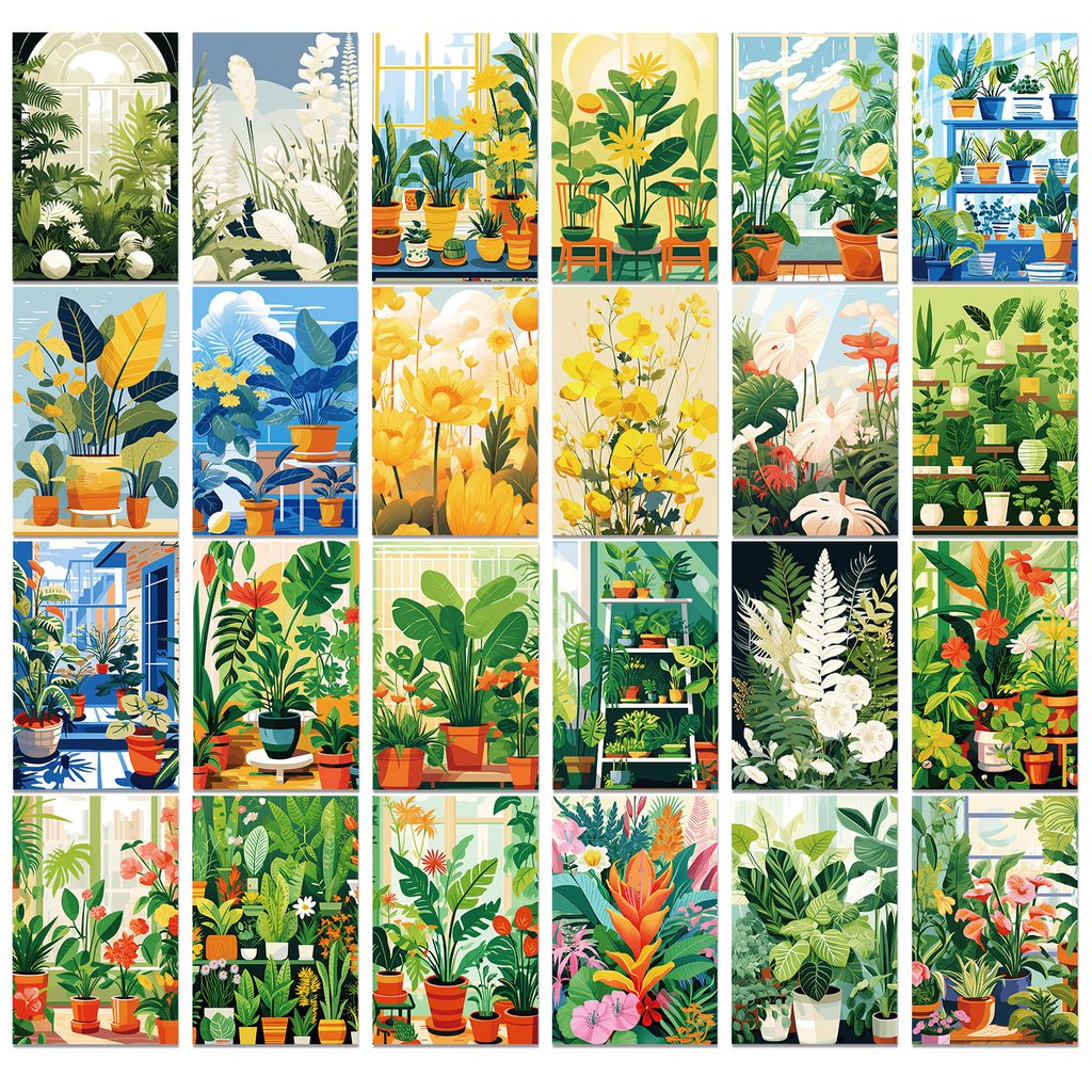 YOUMIKA  -  Fresh Green Flowers Wall Collage Cards Kit