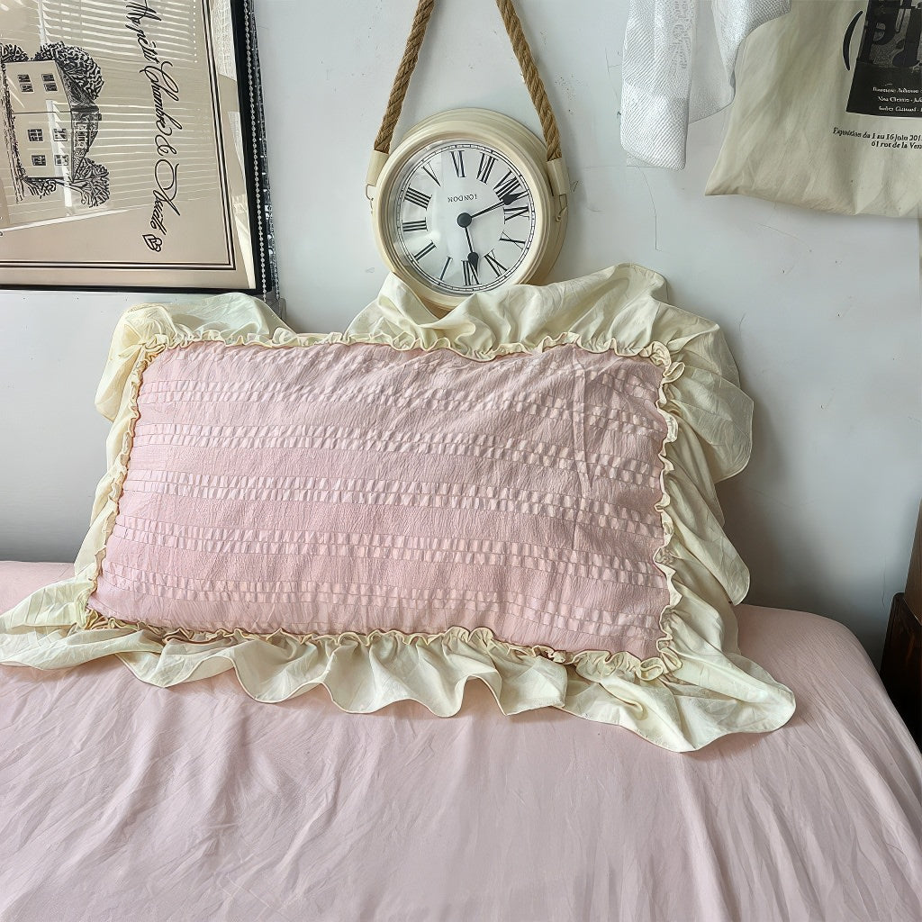 YOUMIKA  -  Kawaii Princess Seersucker Ruffled Bedding Set