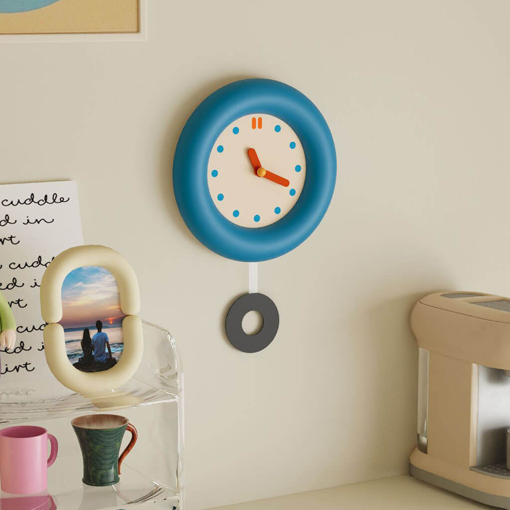 YOUMIKA  -  Kidrore Modern Blue Round Clock