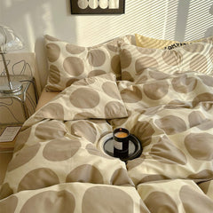 YOUMIKA  - Beige Large Polka Dot Bedding Set