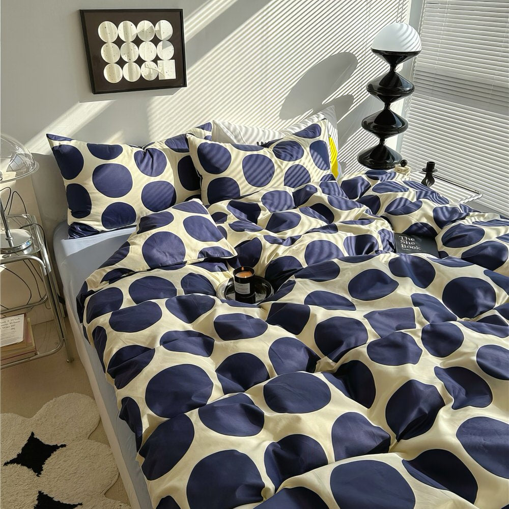 YOUMIKA  - Blue Large Polka Dot Bedding Set