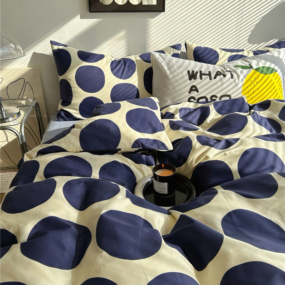 YOUMIKA  - Blue Large Polka Dot Bedding Set