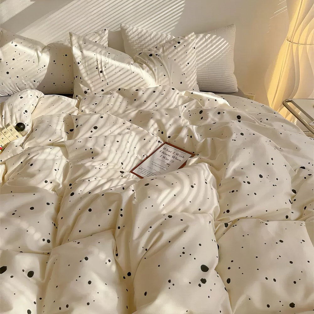 YOUMIKA  - Light Beige Splattered Bedding Set