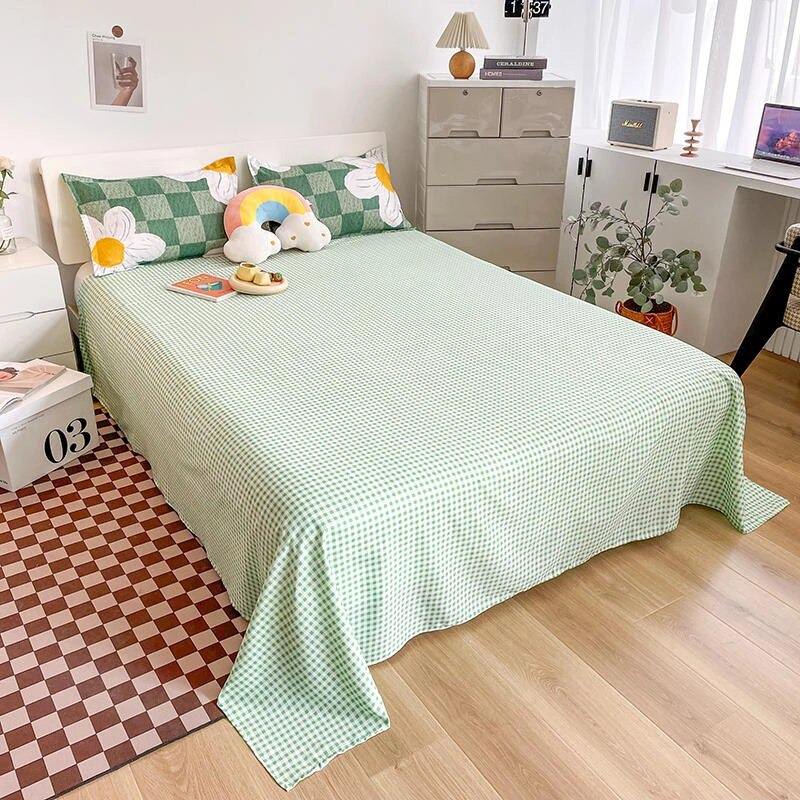 YOUMIKA  - Light Green Checkered Daisies Bedding Set