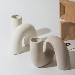 YOUMIKA  -  Minimalist Curved Tube Ceramic Vase