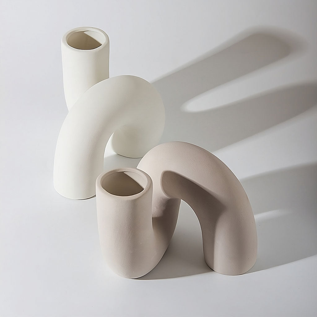 YOUMIKA  -  Minimalist Curved Tube Ceramic Vase