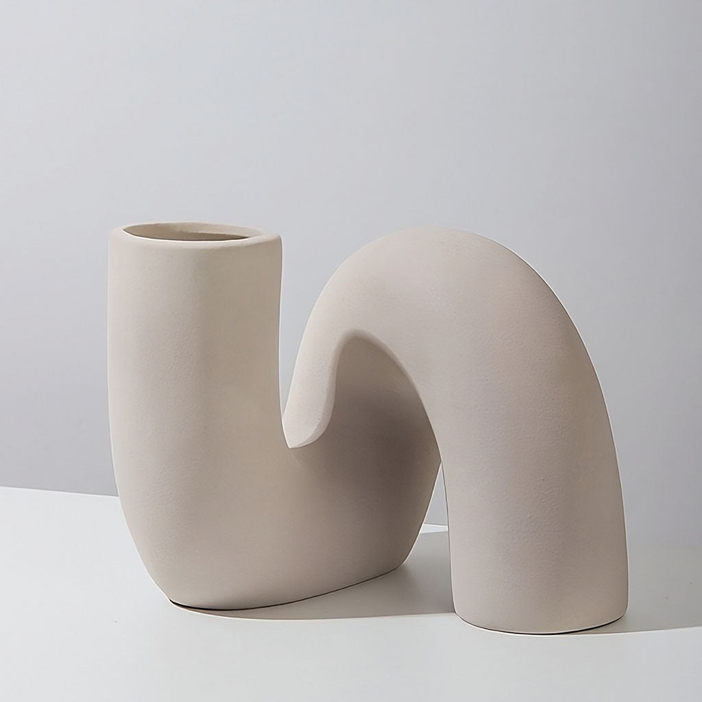 YOUMIKA  -  Minimalist Curved Tube Ceramic Vase