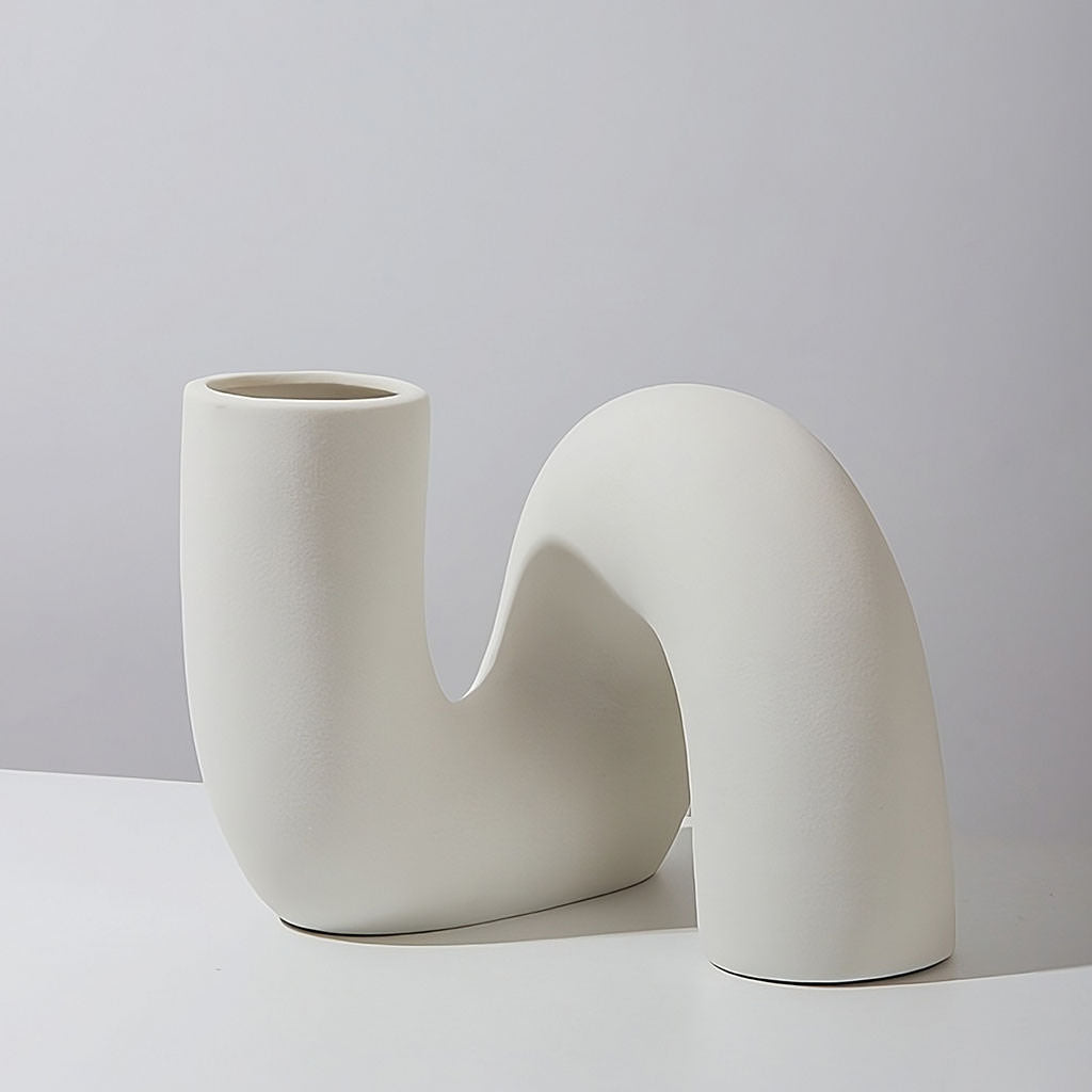 YOUMIKA  -  Minimalist Curved Tube Ceramic Vase