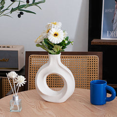 YOUMIKA  -  Modern Hollow Circle Ceramic Vase