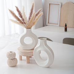 YOUMIKA  -  Modern Hollow Circle Ceramic Vase