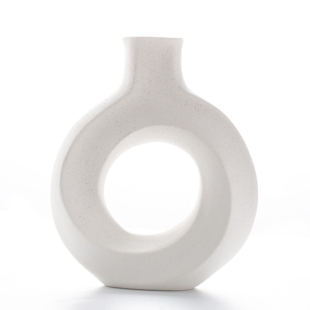 YOUMIKA  -  Modern Hollow Circle Ceramic Vase