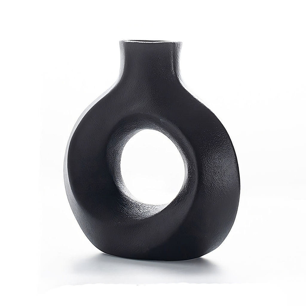 YOUMIKA  -  Modern Hollow Circle Ceramic Vase