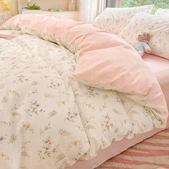 YOUMIKA  - Pale Pink Floral Print Bedding Set