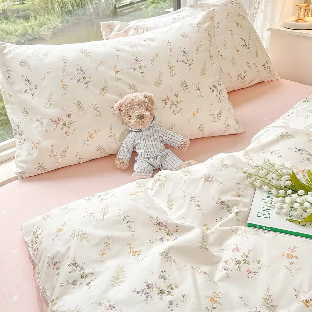 YOUMIKA  - Pale Pink Floral Print Bedding Set