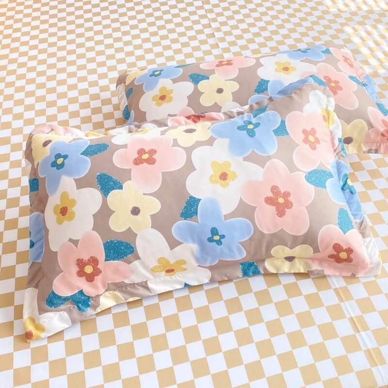 YOUMIKA  - Pastel Brown Flowers Bedding Set