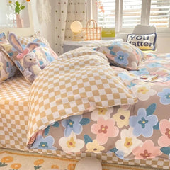 YOUMIKA  - Pastel Brown Flowers Bedding Set