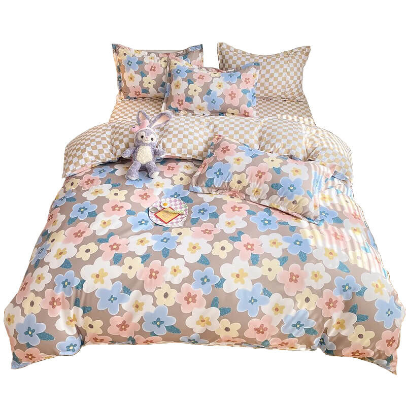 YOUMIKA  - Pastel Brown Flowers Bedding Set