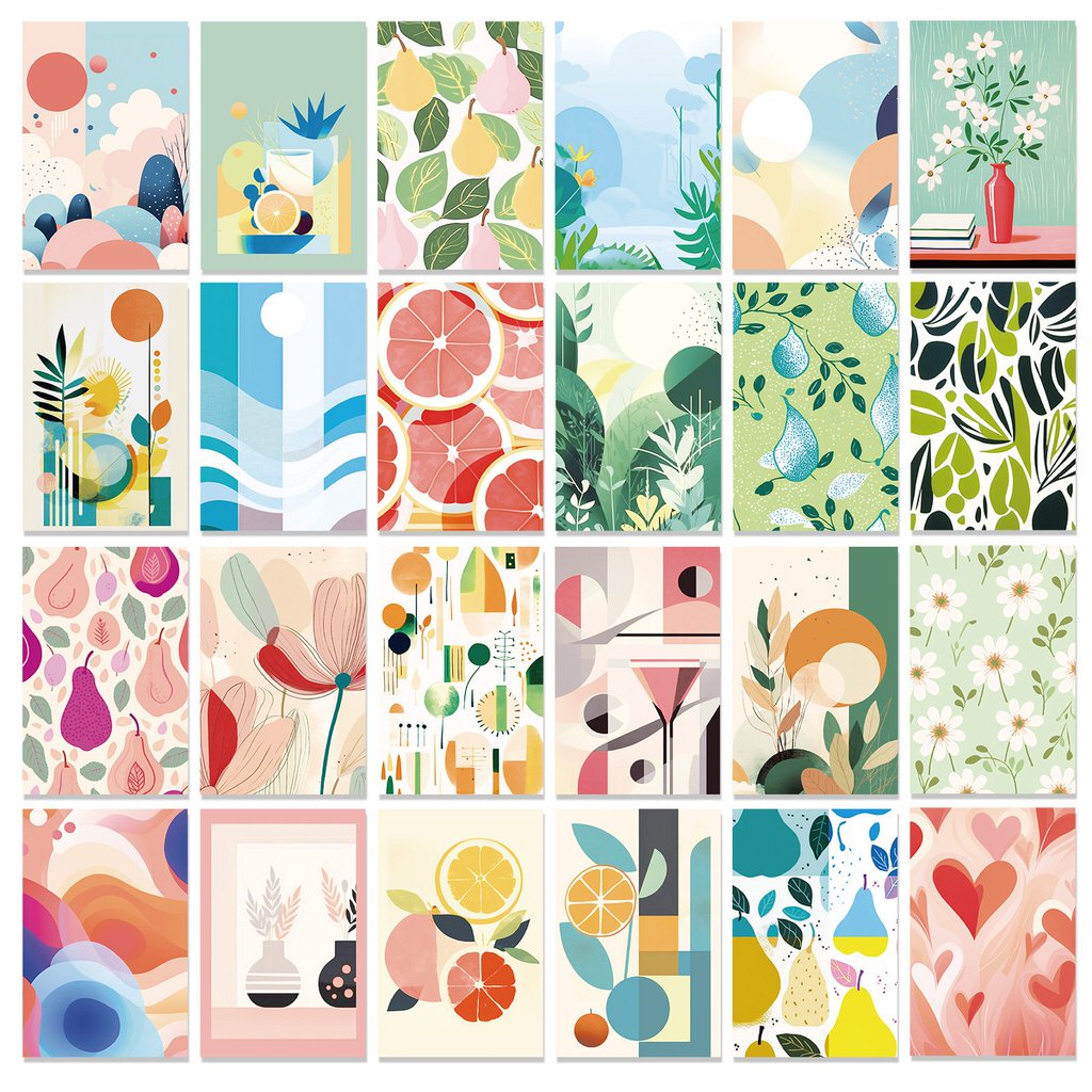 YOUMIKA  -  Pastel Minimalist Print Wall Collage Cards Kit