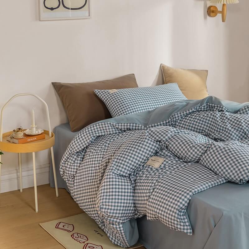 YOUMIKA  - Mini Plaid Print Pastel Bedding Set