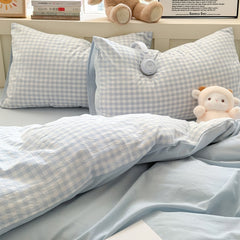 YOUMIKA  -  Pastel Plaid Double-Sided Bedding Set