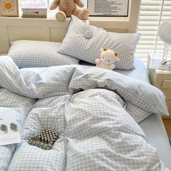 YOUMIKA  -  Pastel Plaid Double-Sided Bedding Set