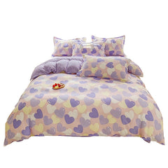 YOUMIKA  - Pastel Purple Hearts Bedding Set