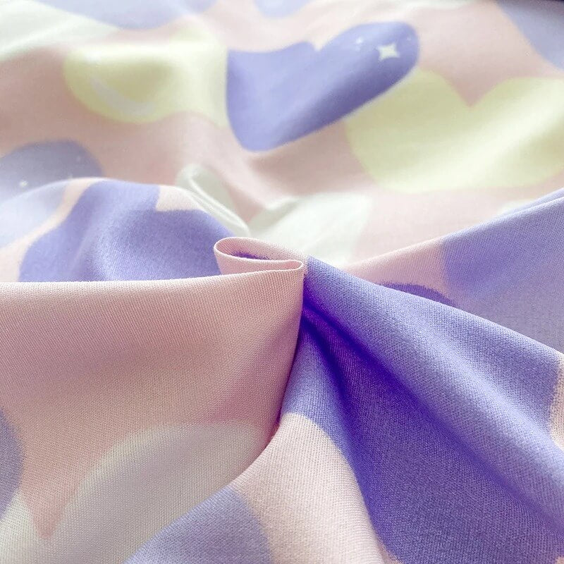 YOUMIKA  - Pastel Purple Hearts Bedding Set