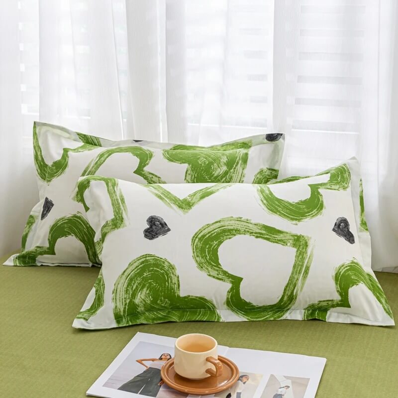 YOUMIKA  - Green Hearts Bedding Set