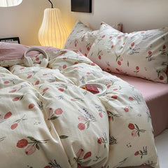 YOUMIKA  - Pastel Tulip Flower Print Bedding Set