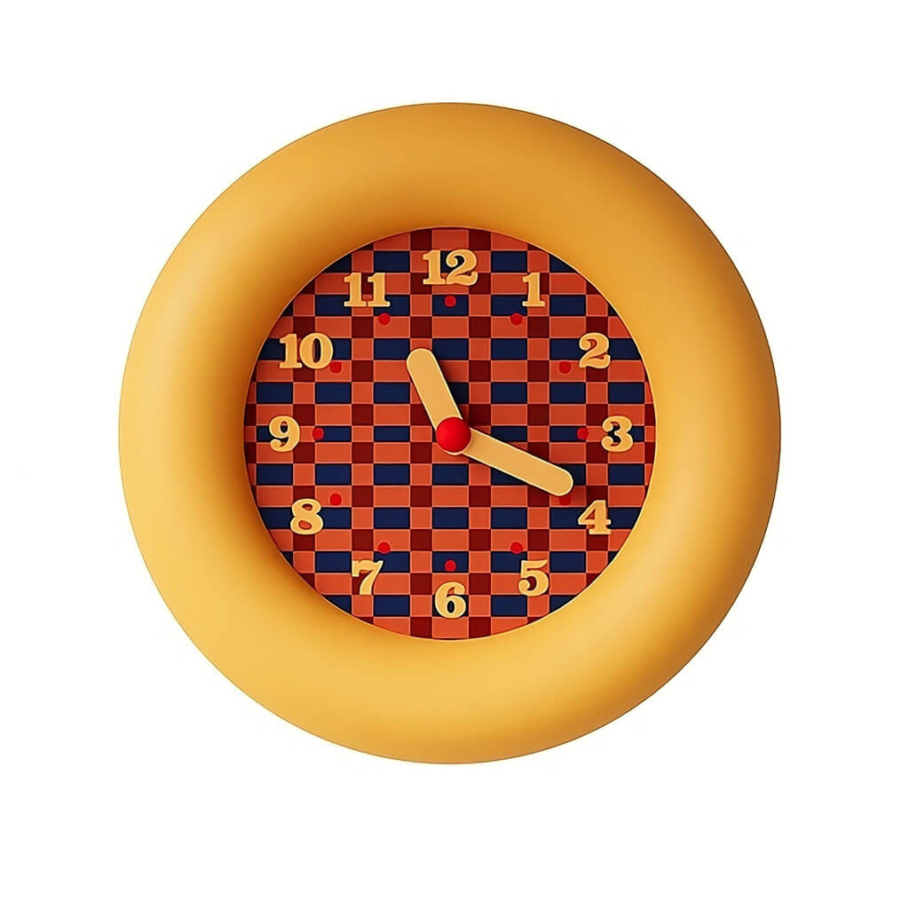 YOUMIKA  -  Retro Checkerboard Minimalist Round Wall Clock