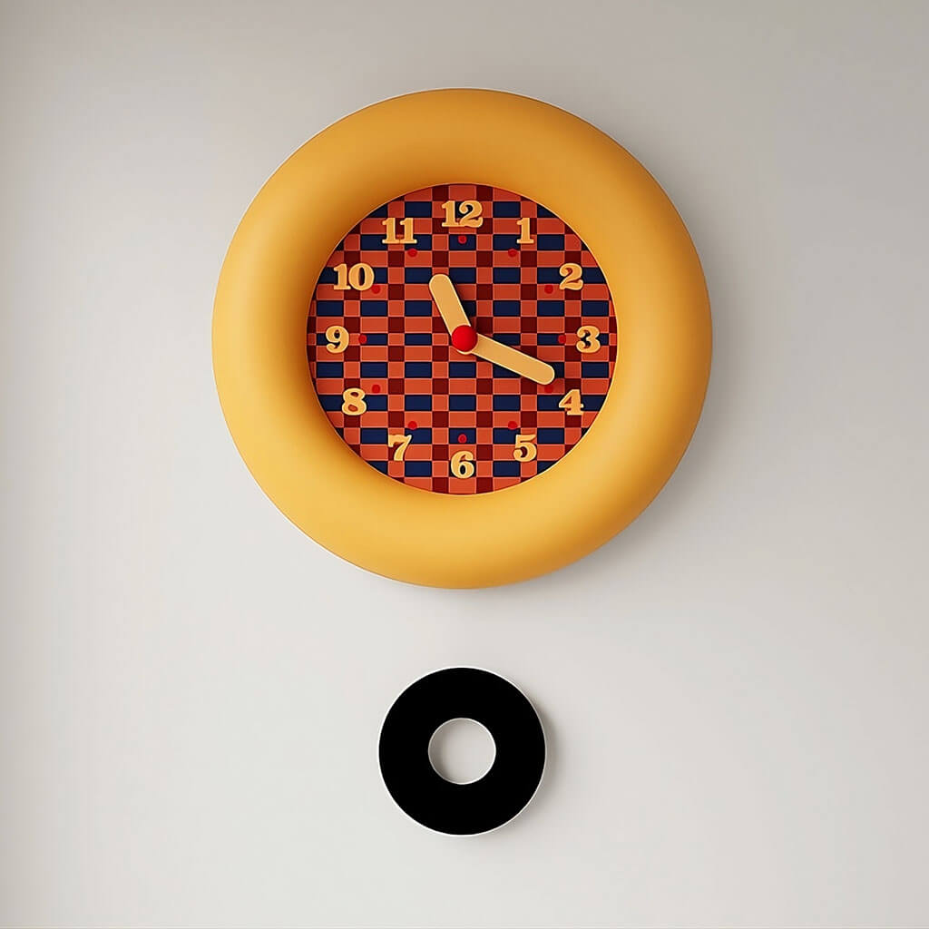 YOUMIKA  -  Retro Checkerboard Minimalist Round Wall Clock